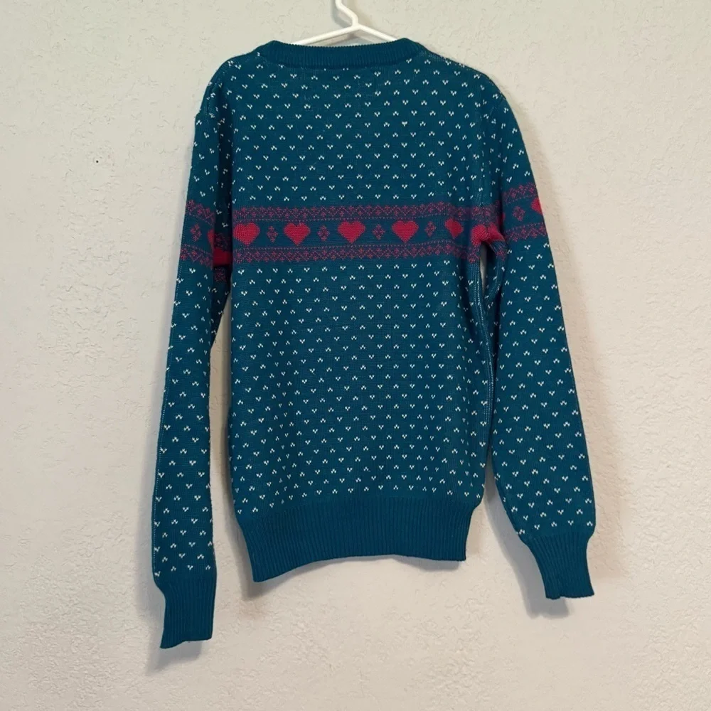 Rocky Retro Style Heart Printed Wool Blend Knit Sweater - Picture 7 of 8